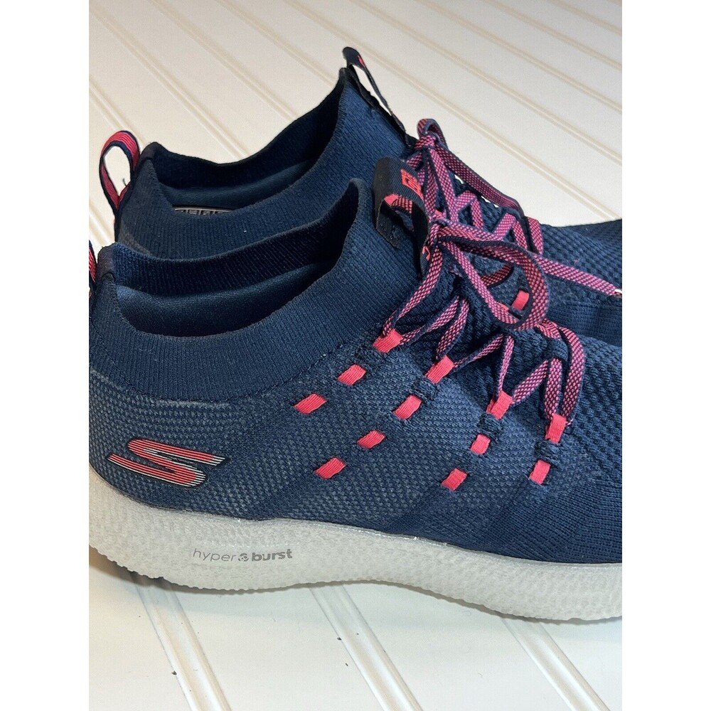 Skechers Women's Size 7 Go Run 7 Hyper Burst Cushioning Running Blue/Hot Pink - Picture 3 of 10